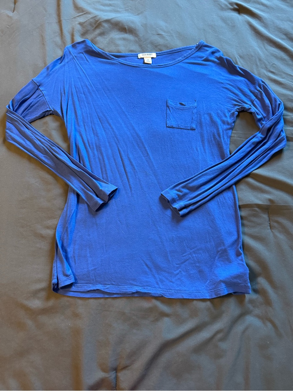 Blue Long-Sleeve Pocket Tee